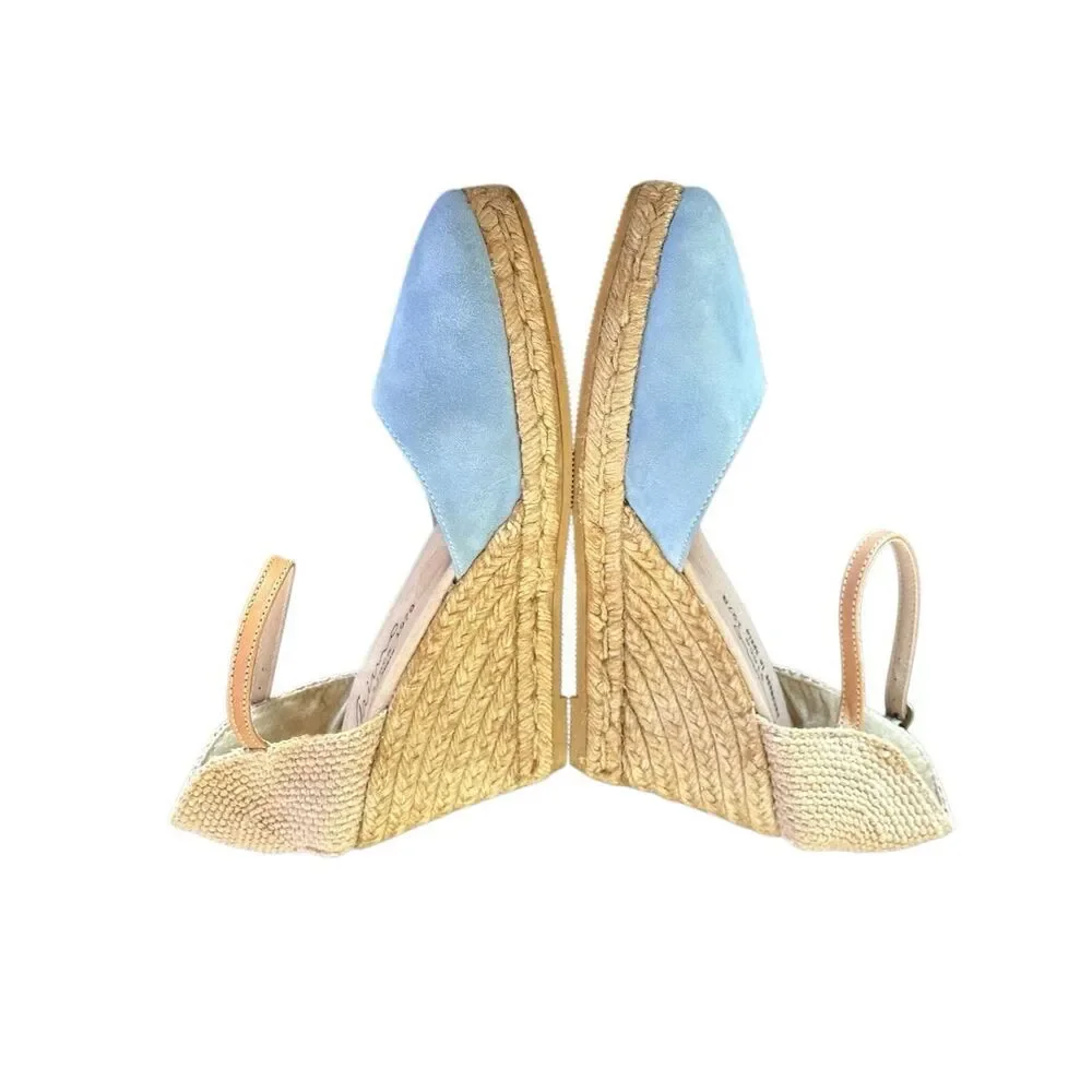 Anthropology Anthro Gaimo Blue Nubuck Jute Wedge Espadrille. Size 9.5 / 41